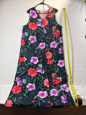 Stan Herman Hawaiian tropical floral sleeveless maxi dress Size Large